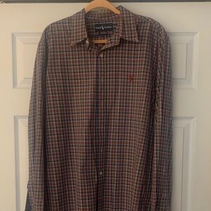 Ralph Lauren Men's Checkered Shirt - Red and Blue
